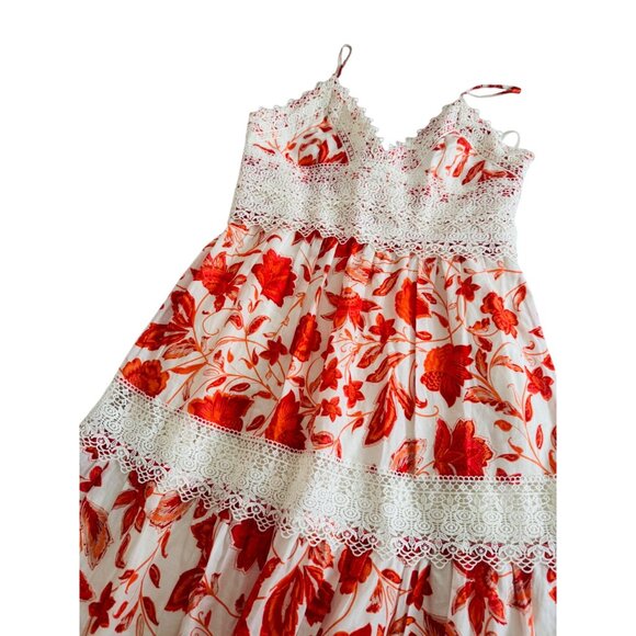 NWT Antonio Melani Maxi Dress Size 8 .Red & White Floral Lace Maxi - Picture 11 of 16